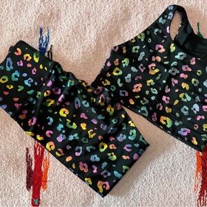 Terez Multicolor Cheetah Foil Print Activewear Set